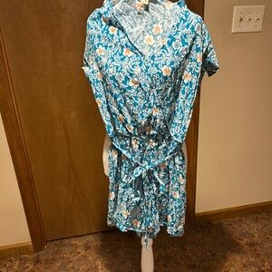 Floral Blue and White Dress